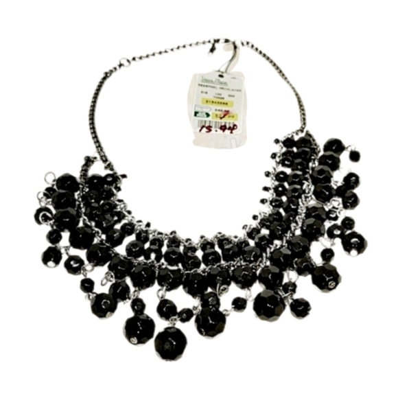 . Jewelry - 10/$20. ~Black Multifaceted Beads, Silver Tone Choker